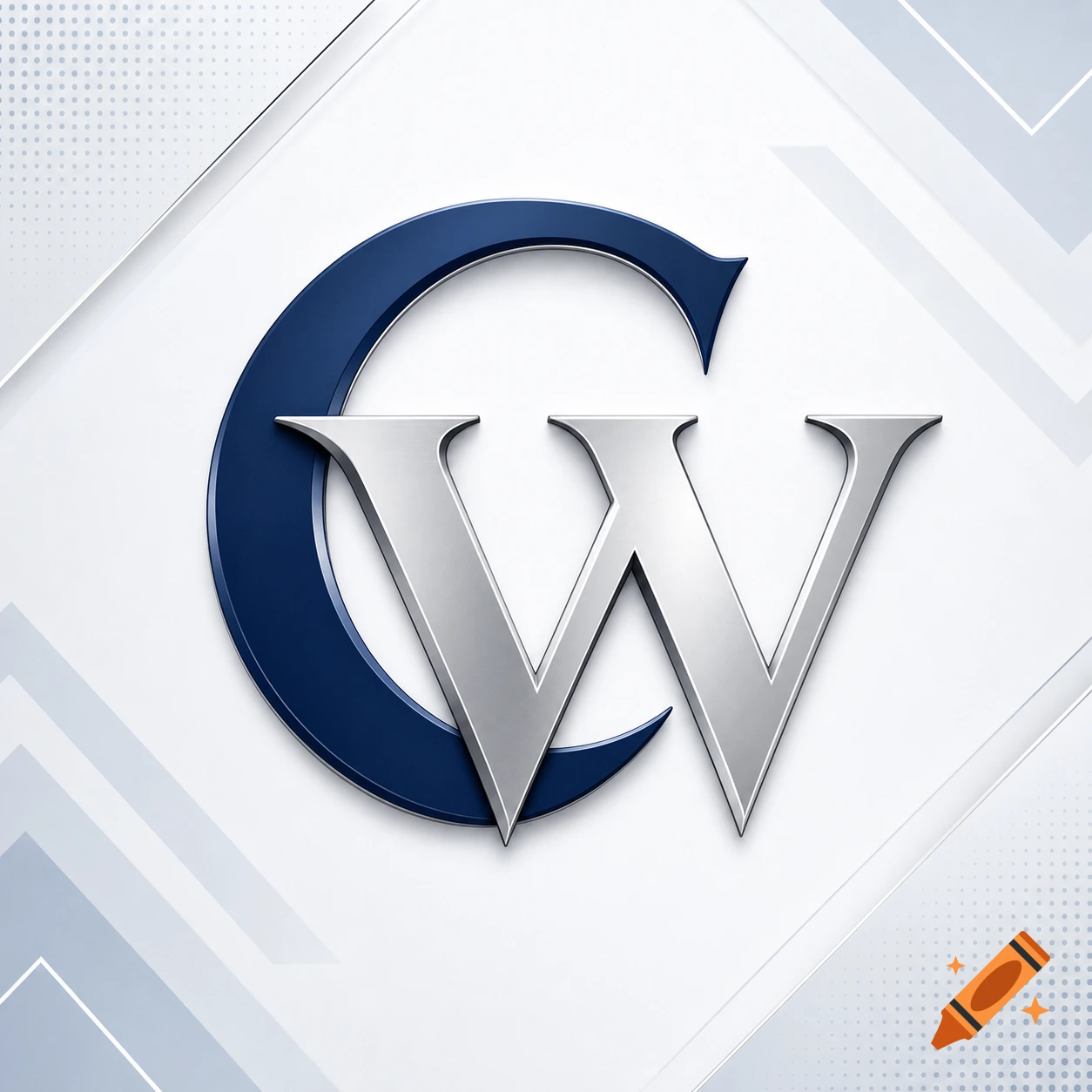 A 3D-rendered logo featuring a metallic silver 'W' intersecting a dark blue 'C' on a modern white background.