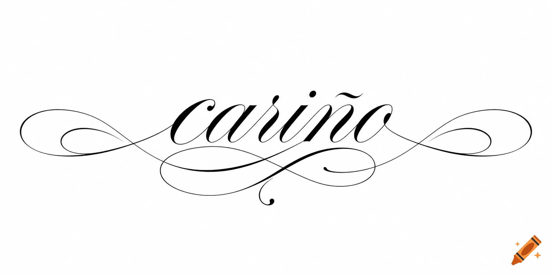Elegant black Spencerian calligraphy spelling 'cari tilde{n}o' with decorative flourishes on a white background.