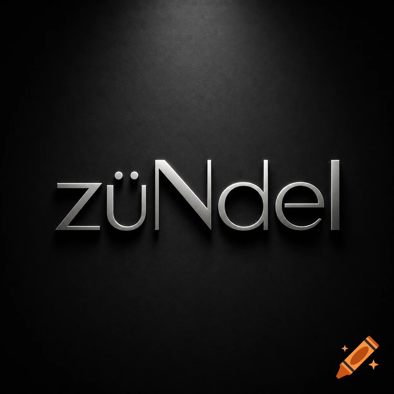 Metallic 3D logo of the word 'zündel' on a dark, textured background.