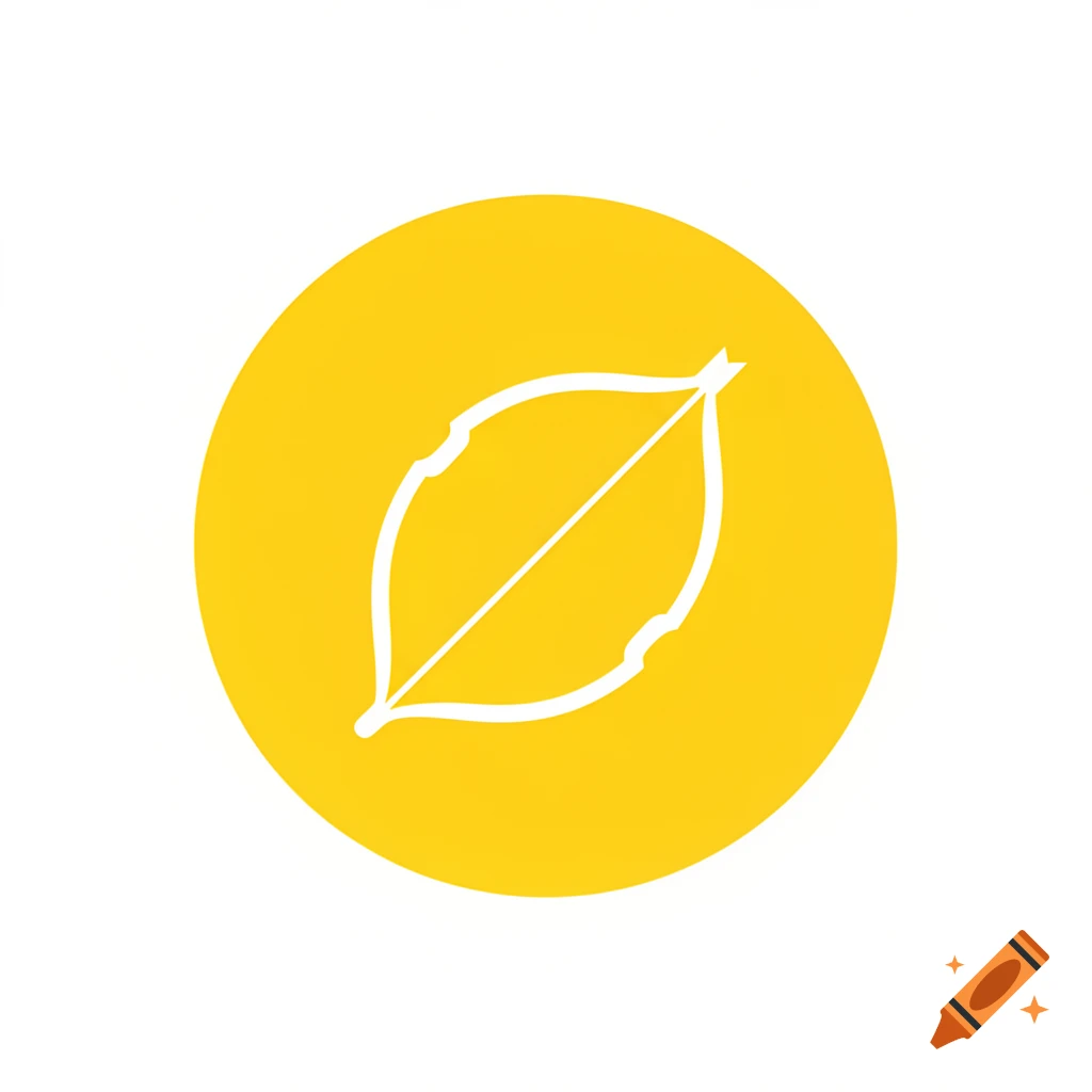 A white bow and arrow inside a solid yellow circle icon.