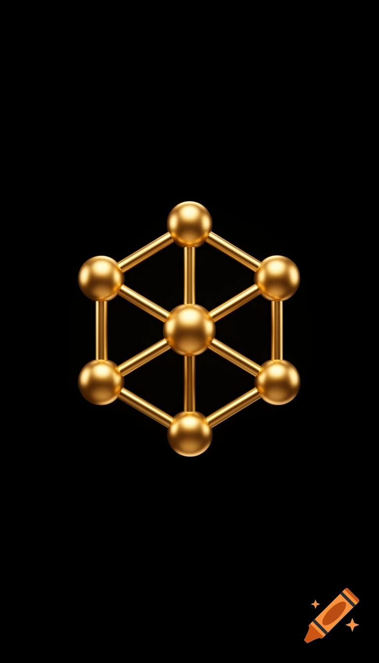 A shimmering gold 3D hexagonal geometric structure, resembling the GrapheneOS logo, on a deep black background.