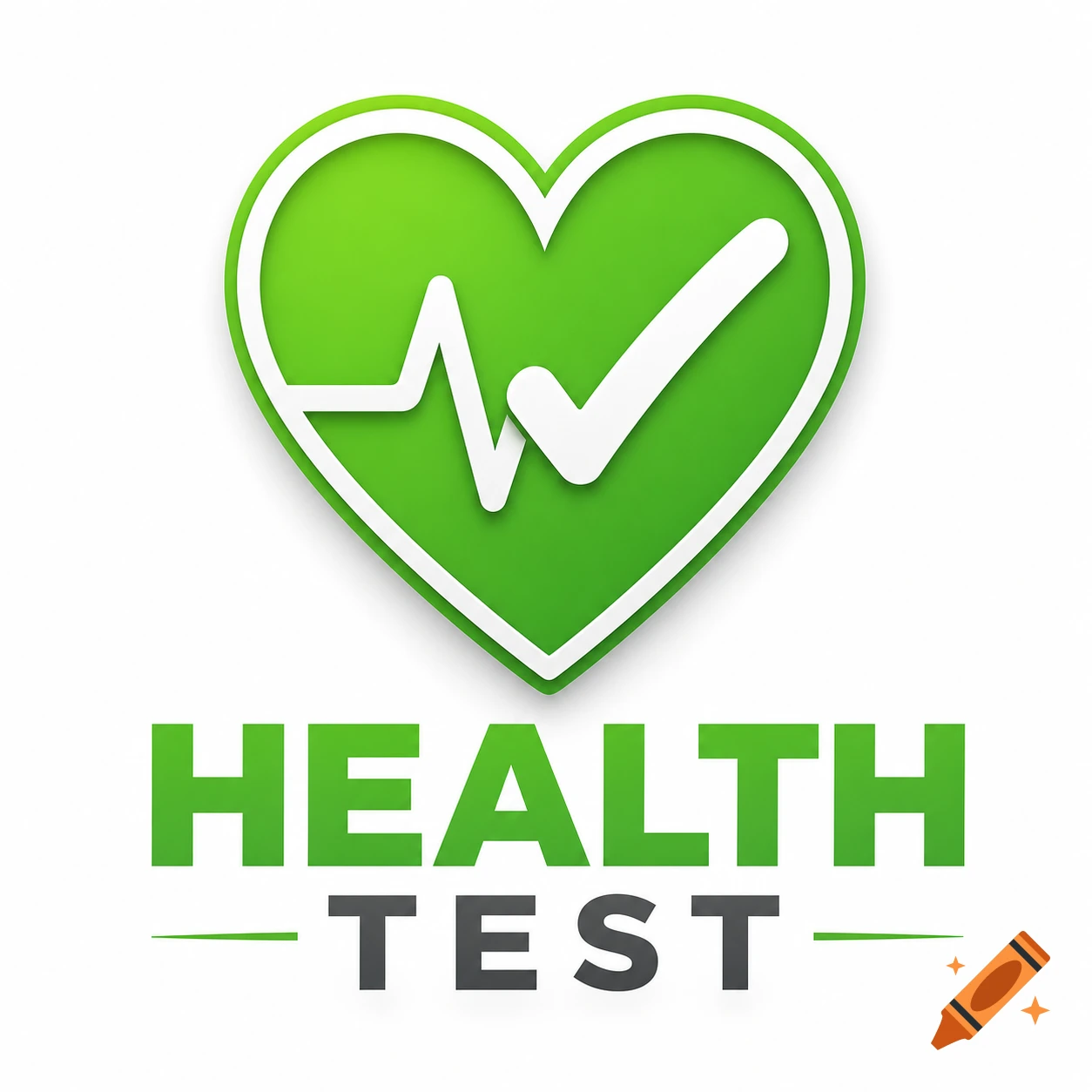 Green heart logo with a heartbeat line and checkmark, above "HEALTH TEST" text, on a white background. Game icon.