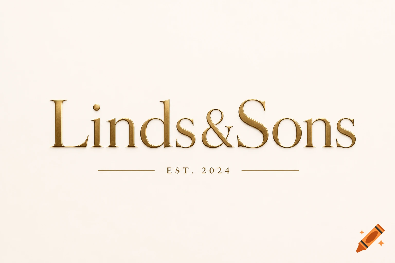 Gold and brown embossed 'Linds&Sons EST. 2024' logo on a cream background.