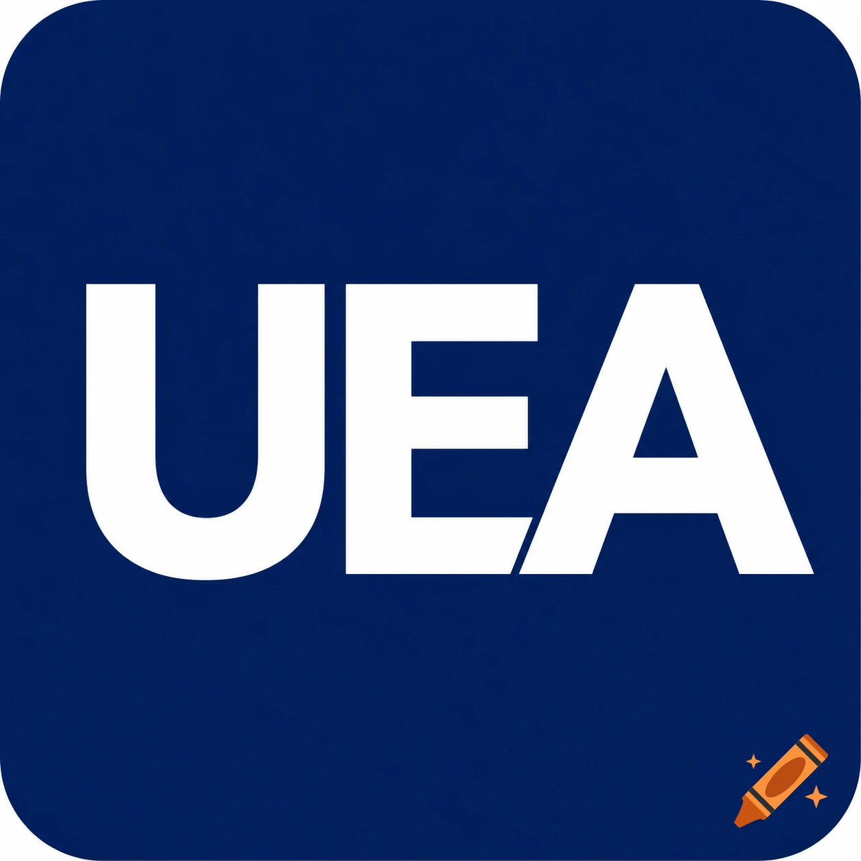 White letters UEA on a solid blue rounded square background.