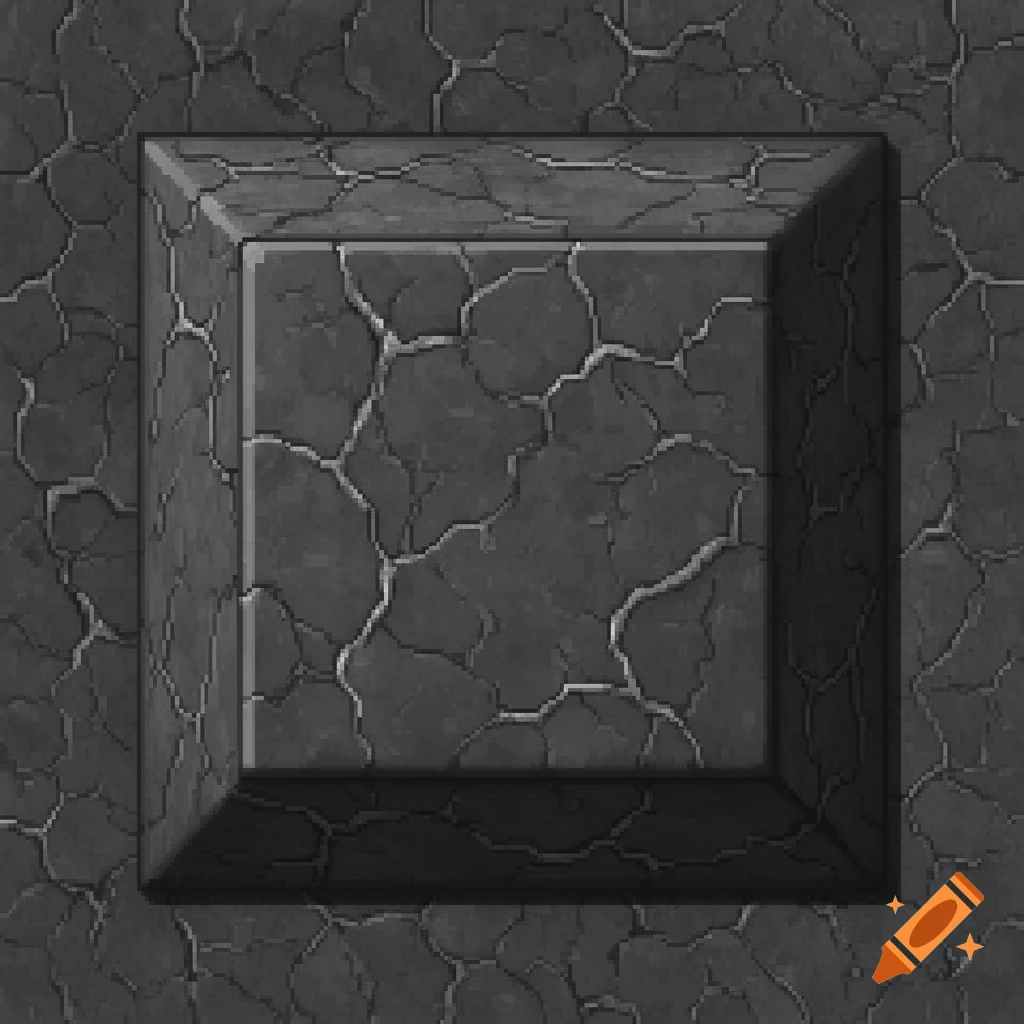 Pixel art texture of a dark gray, cracked Minecraft-style stone block with lighter veins.