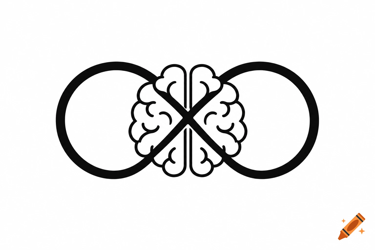 Black and white minimalist logo combining a brain and an infinity symbol.