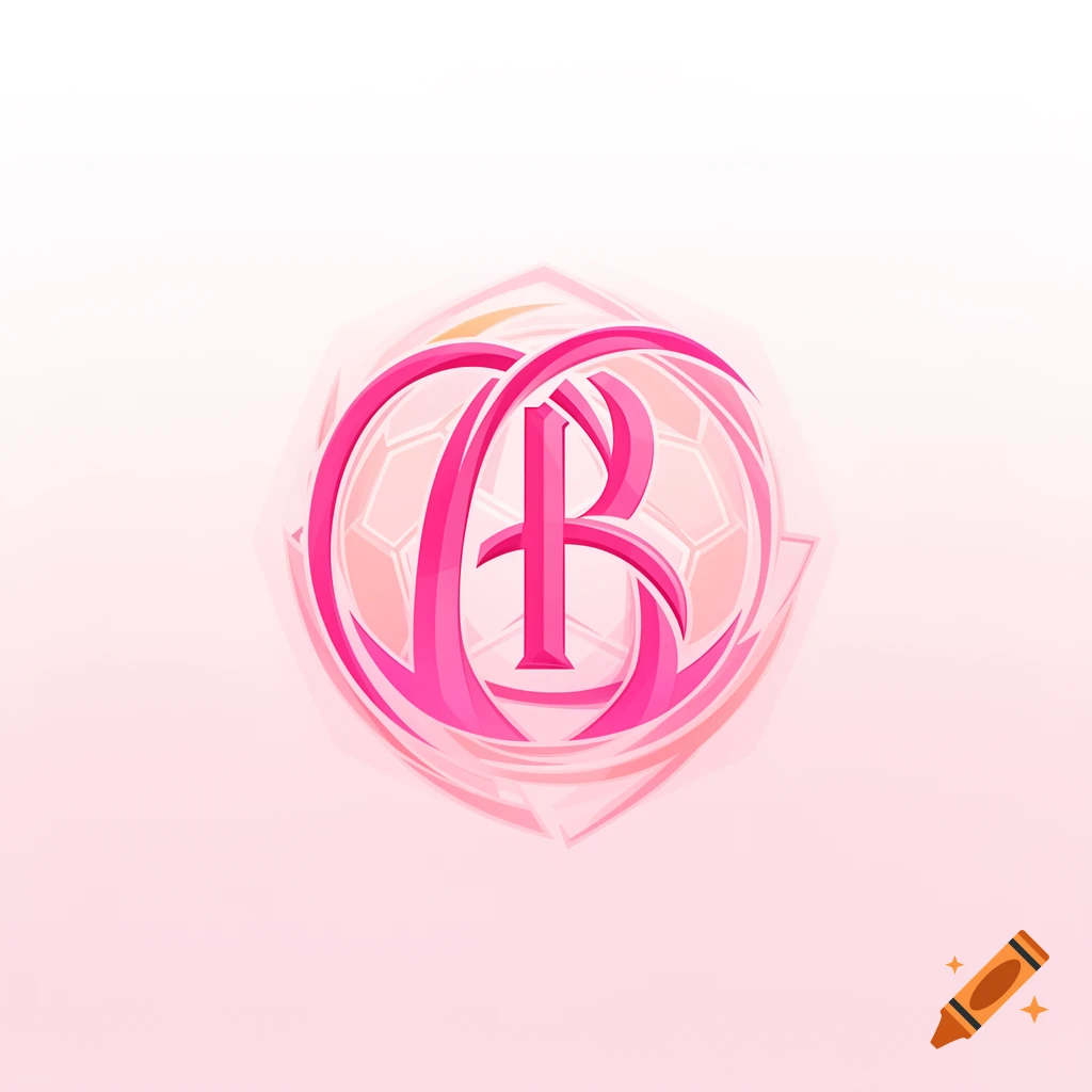 A stylized pink logo featuring the letters CB intertwined within a geometric shield, with a faint soccer ball pattern in the background.