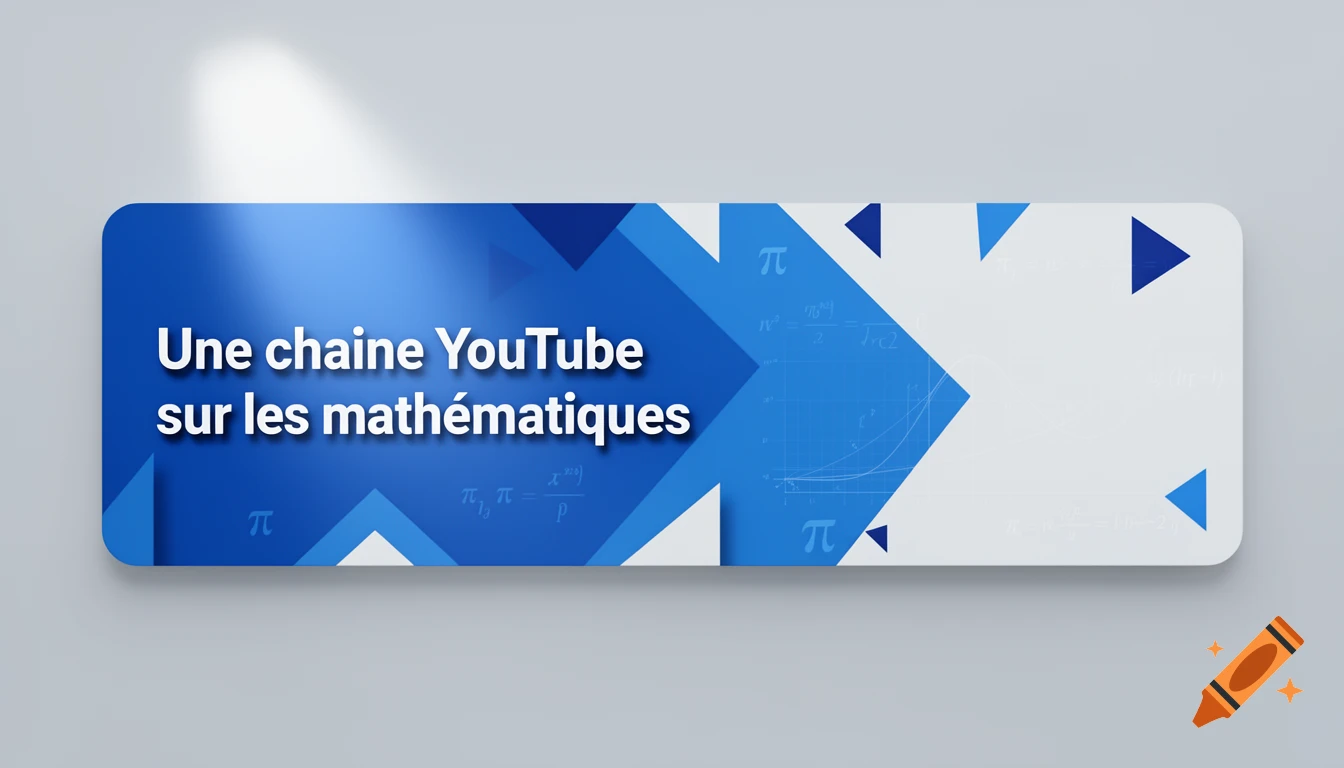 A blue and white graphic design banner for a YouTube channel about mathematics, featuring text and mathematical symbols.