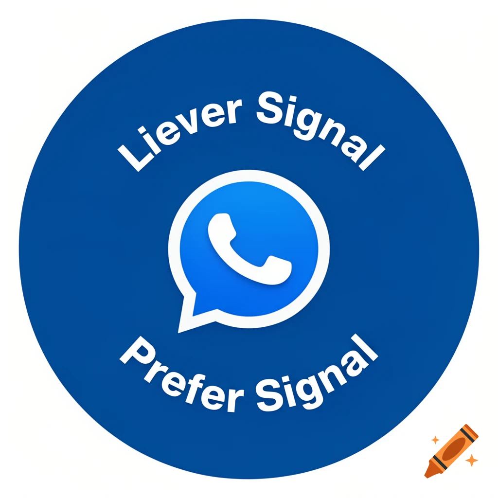 A blue circular profile picture with the Signal app logo and text 'Liever Signal', 'Prefer Signal'.