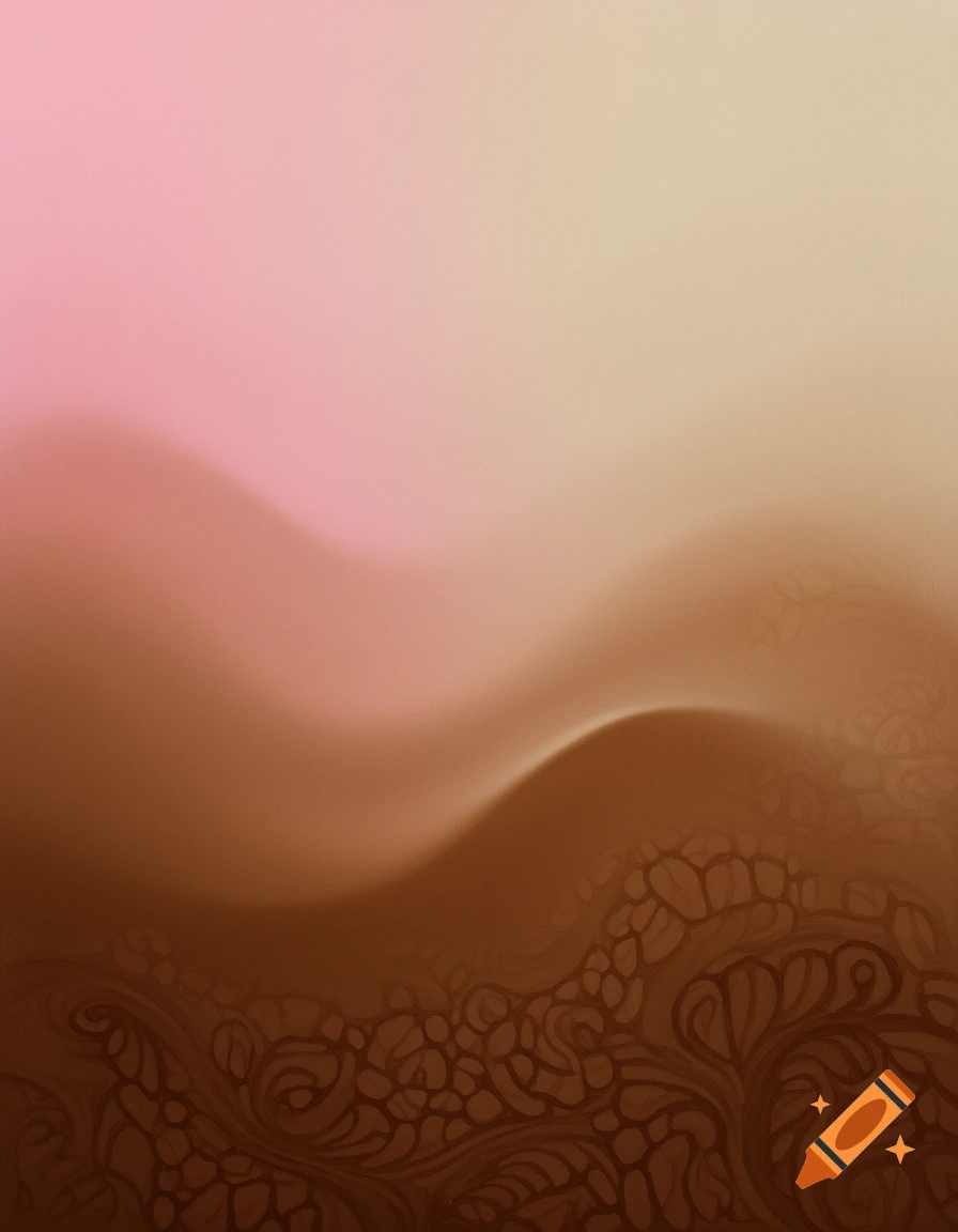 A smooth gradient blending from light pink to beige and then to brown, with intricate dark brown decorative patterns at the bottom.