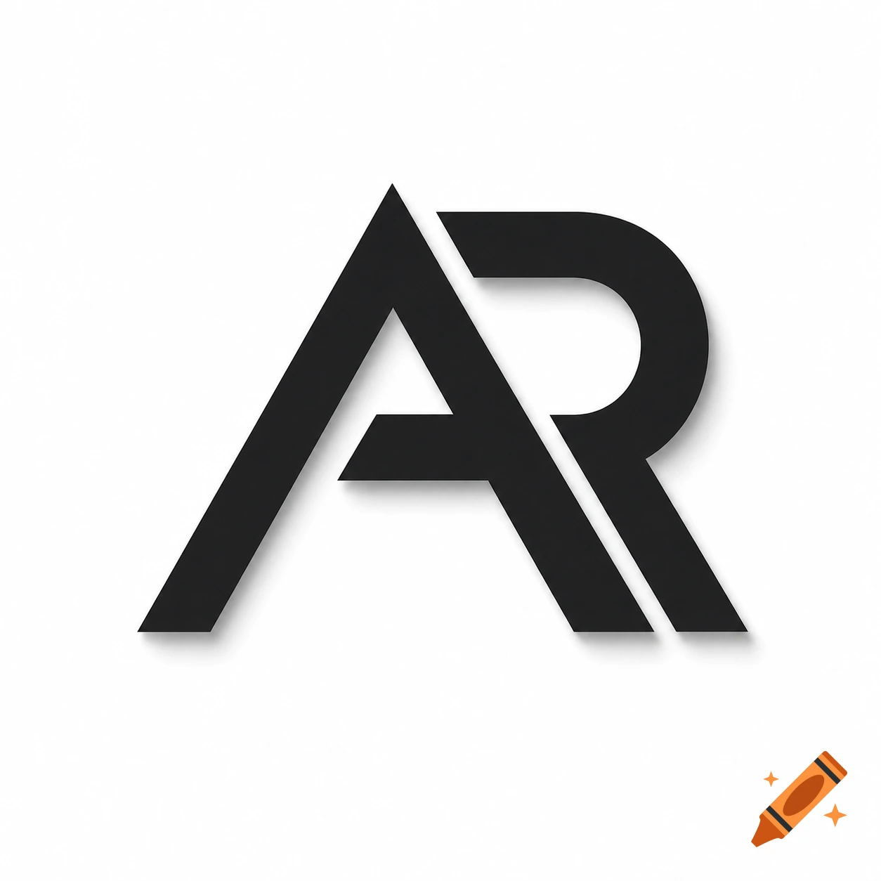 Black stylized AR monogram logo with a subtle shadow on a white background.