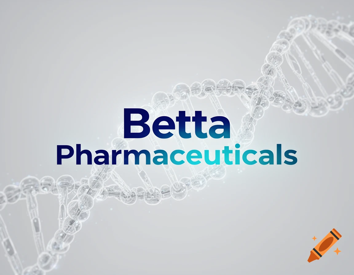 A logo for Betta Pharmaceuticals featuring a stylized DNA helix in the background.