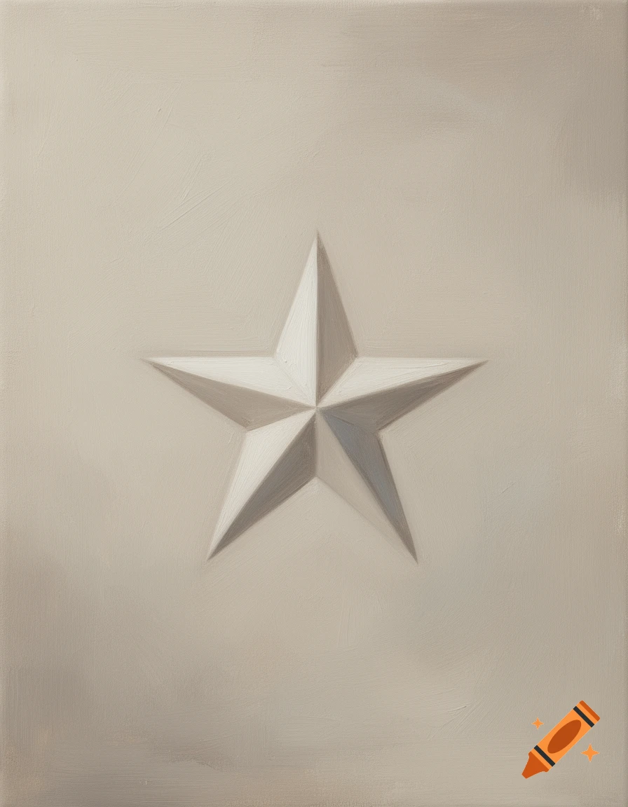 Minimalist oil painting of a five-pointed star on a neutral background, with soft brush strokes and subtle shading.