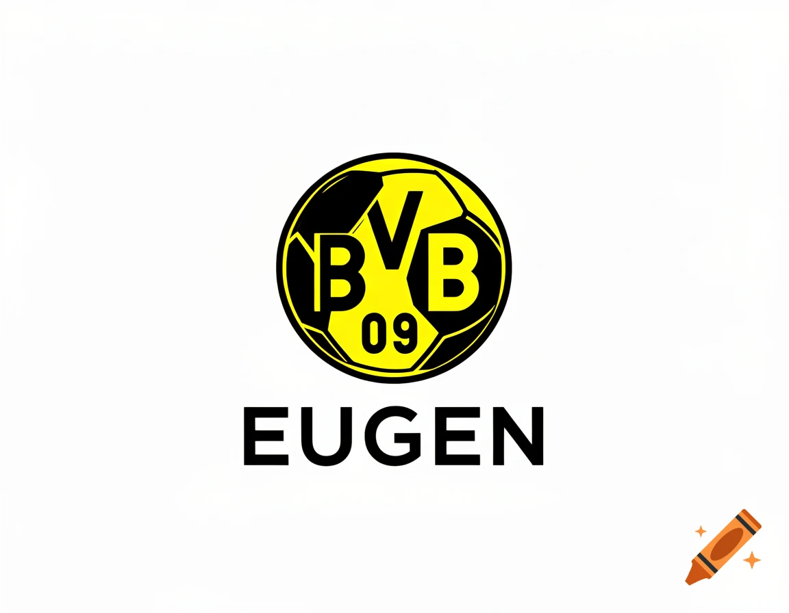 Yellow and black BVB 09 football logo above the name EUGEN on a white background.