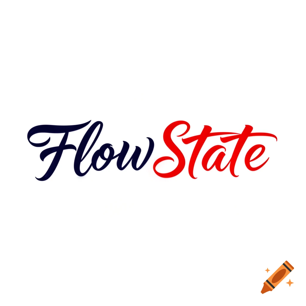 Stylized text 'Flow State' with 'Flow' in dark blue and 'State' in red on a white background.