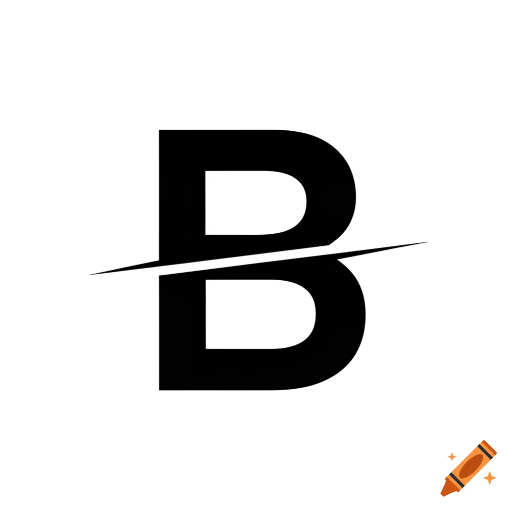 A bold black letter B with a sharp horizontal slash through its middle on a white background.