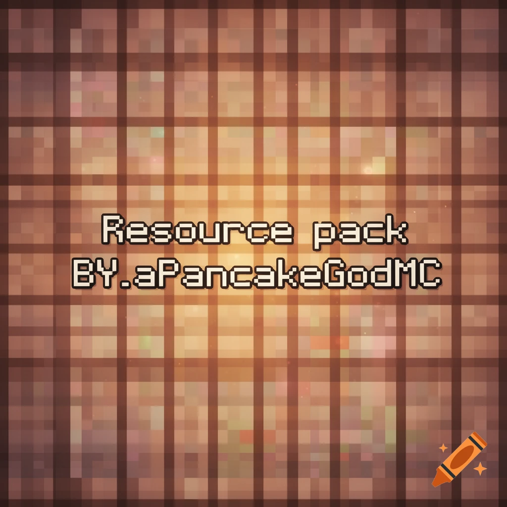 A pixel art background with a grid pattern and a warm glow, featuring the white pixelated text "Resource pack BY:aPancakeGodMC".
