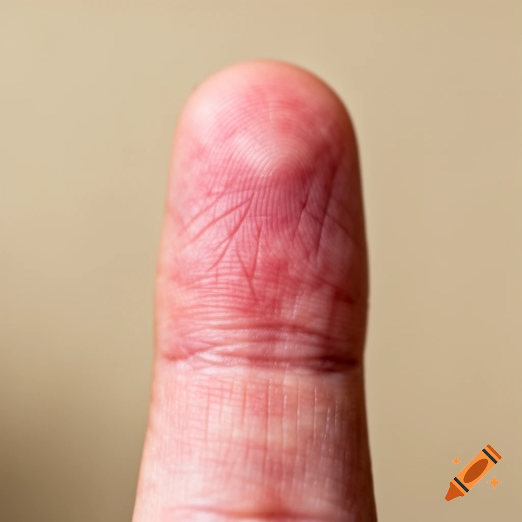 Close-up of a human finger showing detailed skin texture and fingerprints.