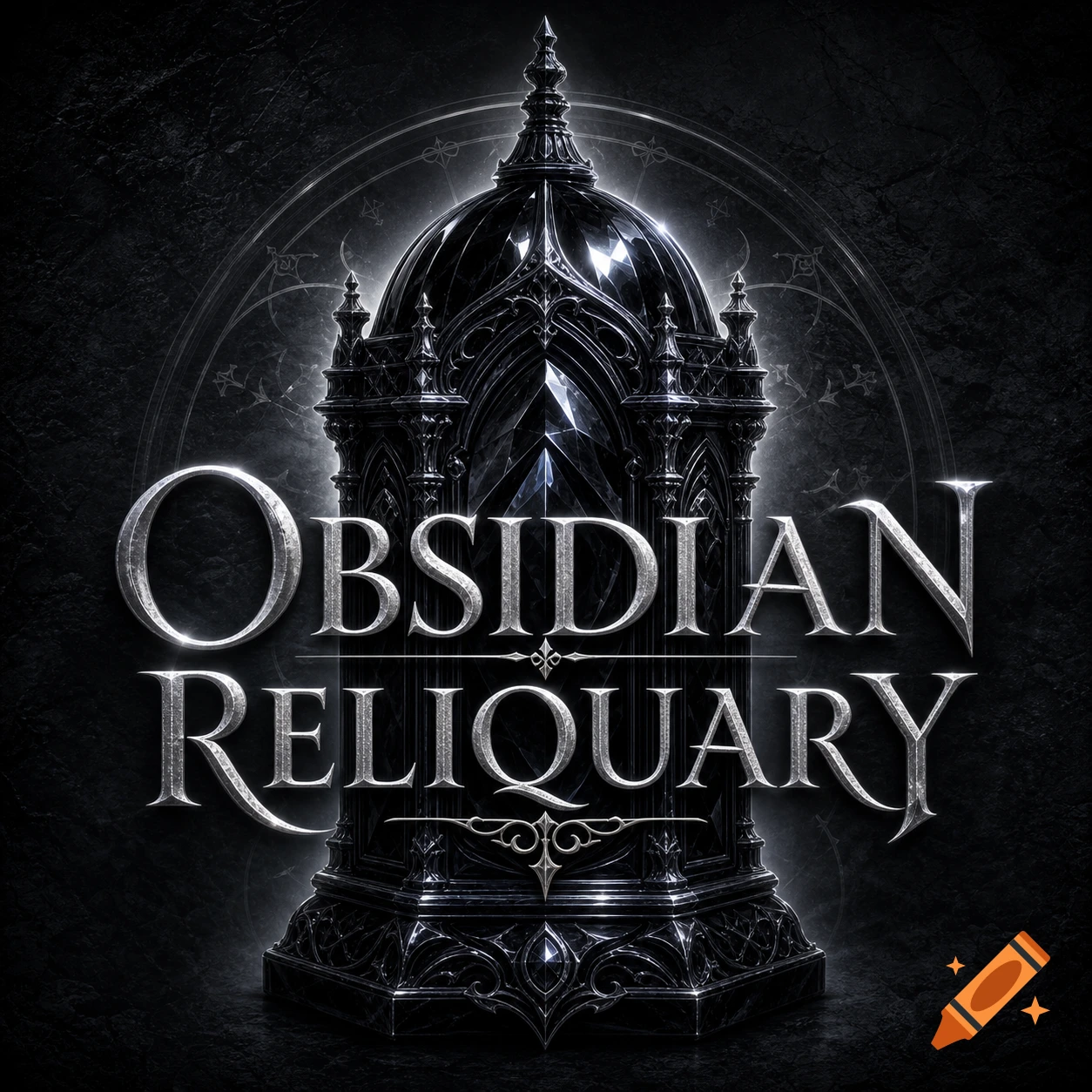 A dark fantasy logo featuring a gothic obsidian reliquary behind the metallic text 'OBSIDIAN RELIQUARY'.