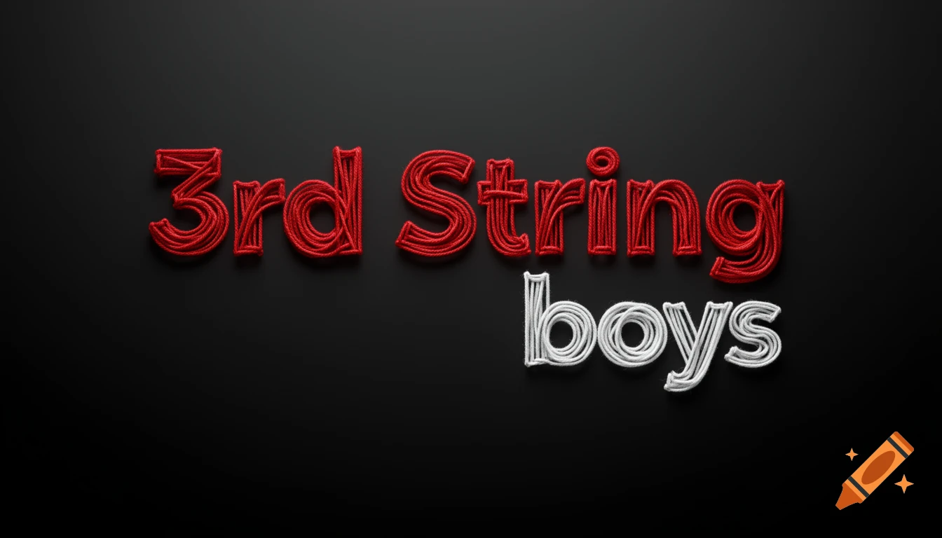 The words '3rd String' in red string and 'boys' in white string, set against a dark background.