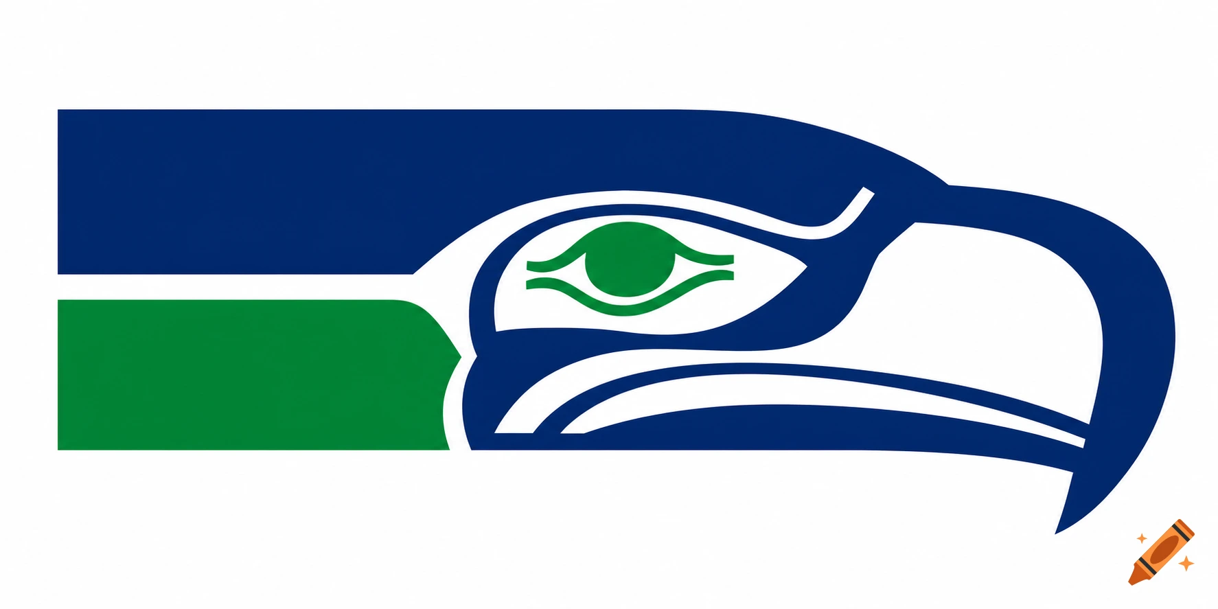 Stylized Seattle Seahawks logo featuring a blue, green, and white hawk head looking right.