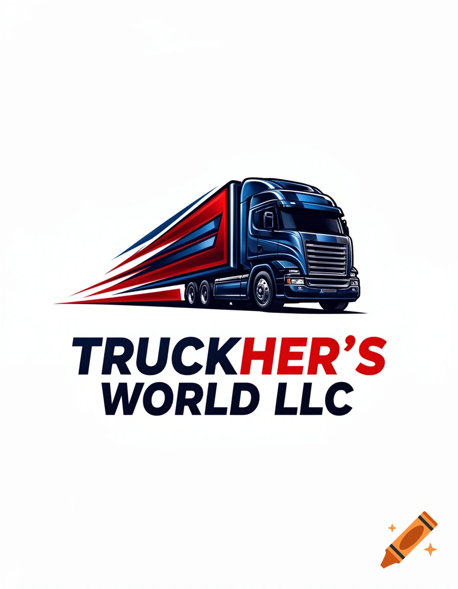 A stylized logo of a blue semi-truck with red and blue speed lines, above the text "TRUCKHER'S WORLD LLC".