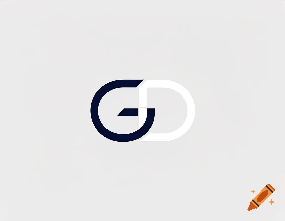 A dark blue stylized 'G' overlapping a white stylized 'D' on a light gray background.