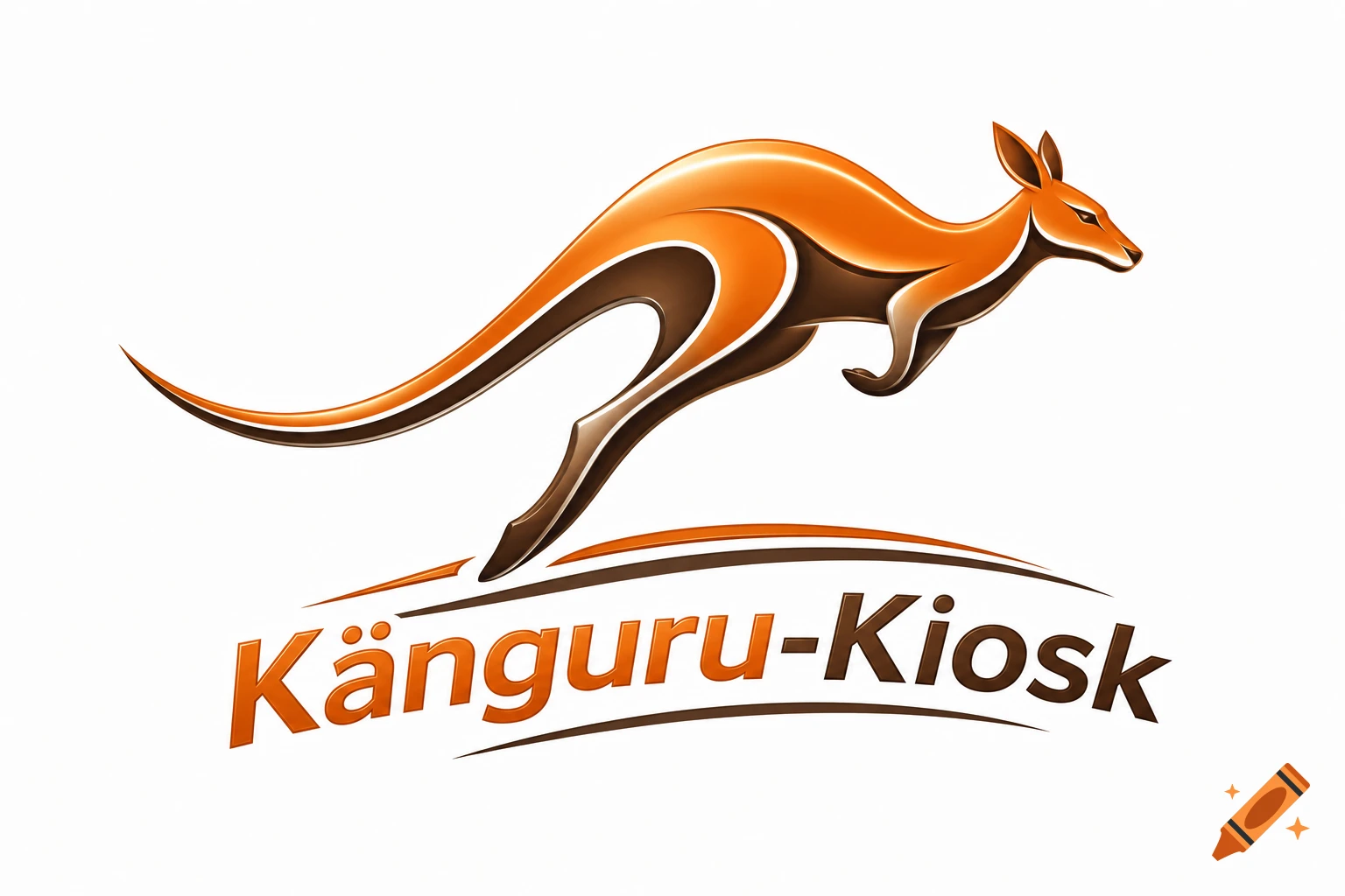 A stylized orange and brown logo of a leaping kangaroo over the text 'Känguru-Kiosk'.