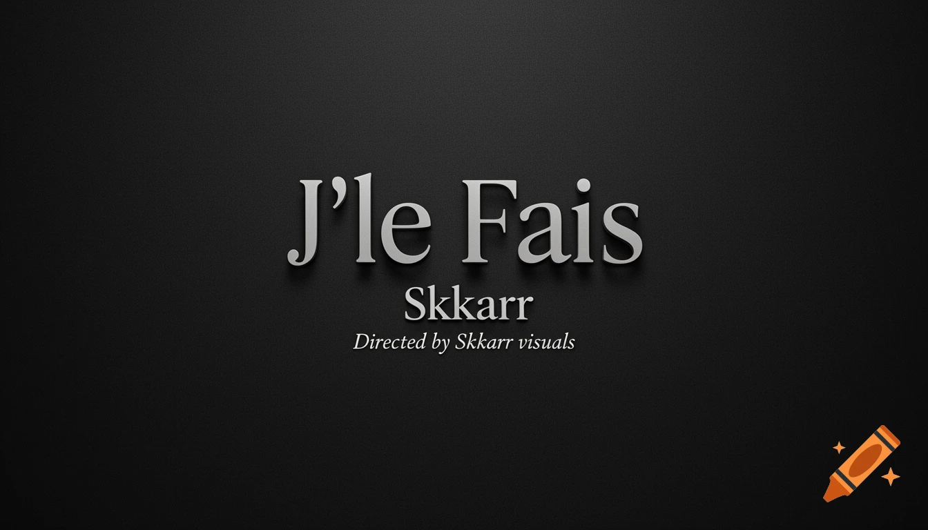 Cinematic title card with 'J'le Fais' in large silver text, 'Skkarr' below it, and 'Directed by Skkarr visuals' in smaller text on a dark textured background.