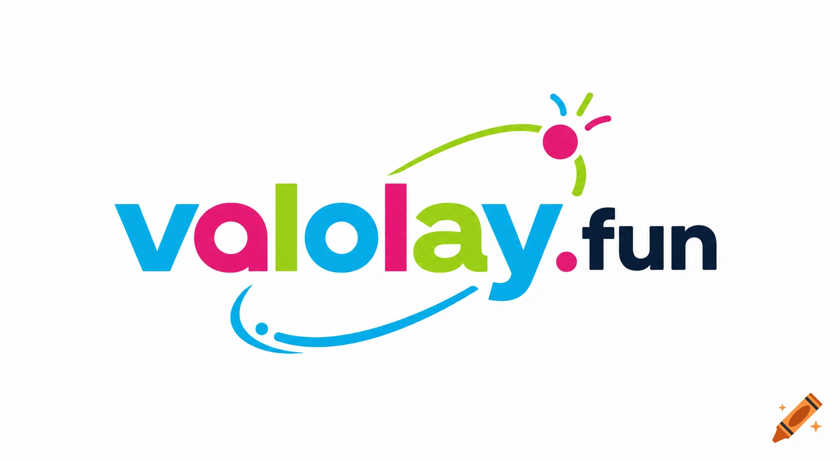 Colorful valolay.fun logo with abstract lines on a white background.