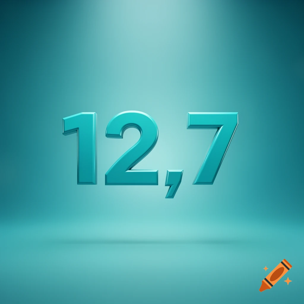 The number 12.7 rendered in shiny turquoise 3D digits on a matching gradient background.
