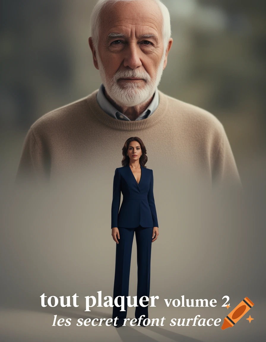 A serious elderly man behind a smaller, serious woman in a dark blue suit, with text "tout plaquer volume 2 les secret refont surface" below.