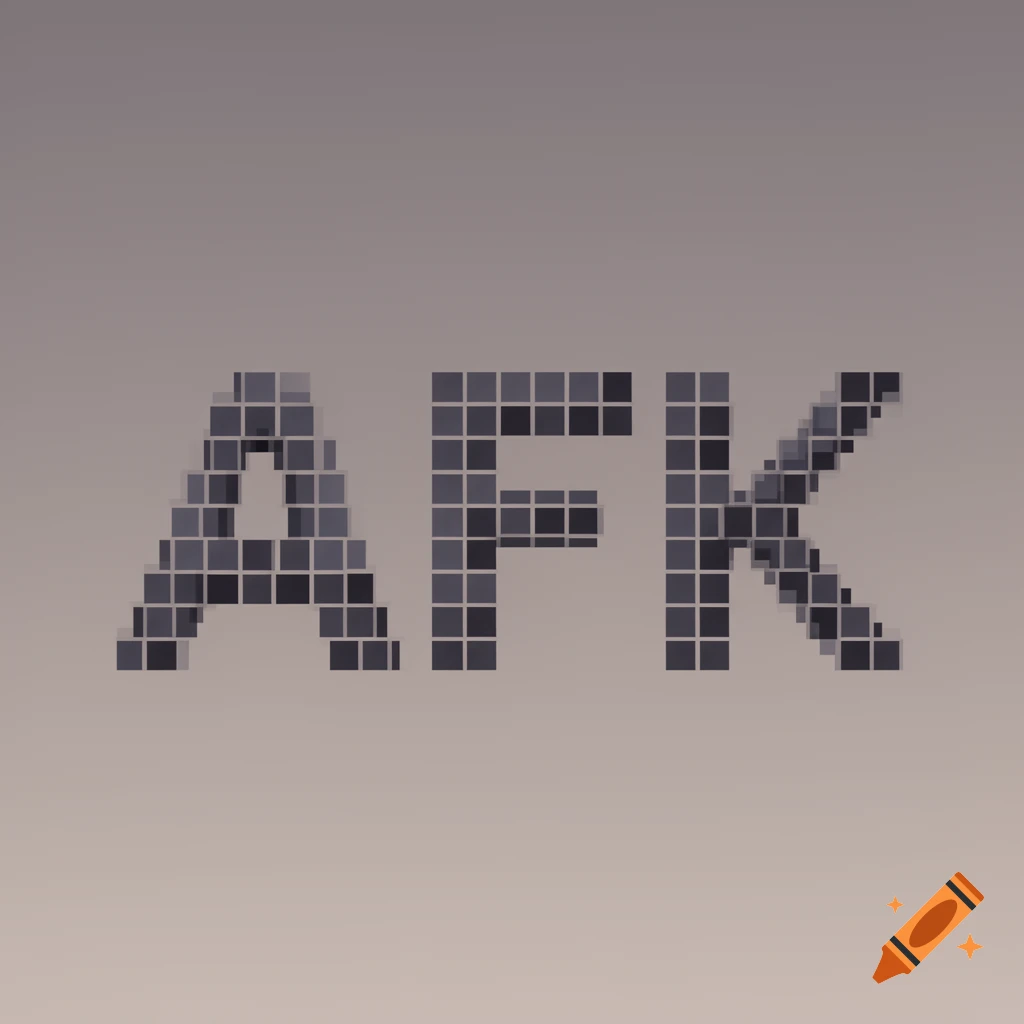 Pixel art rendering of the letters AFK against a gradient gray background.