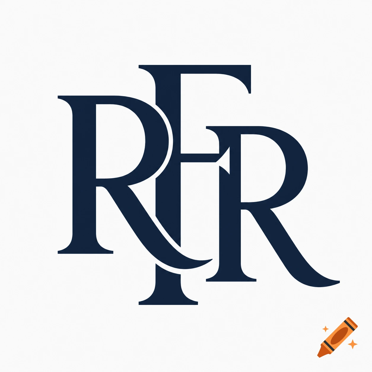 Dark blue monogram logo forming the letters RFR, with the F overlapping two R's, on a white background.