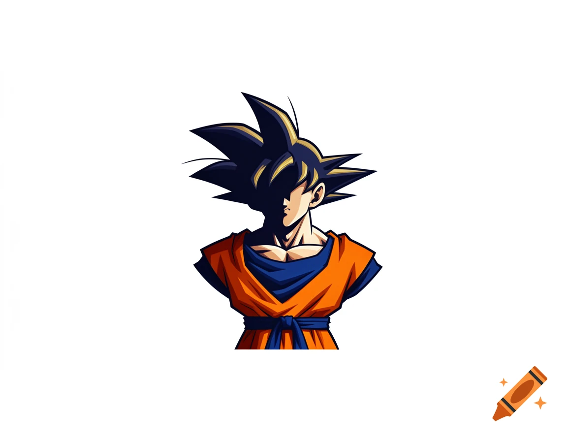 Stylized illustration of Goku from Dragon Ball Z, shown from the chest up with spiky black and yellow hair, an orange and blue gi, and half his face shadowed.
