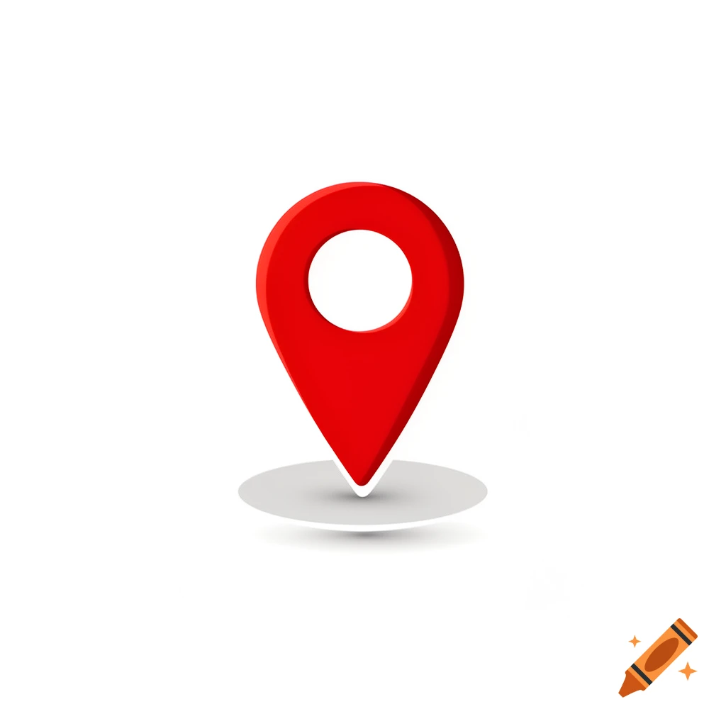A 3D-style red map location pin icon with a white circle, casting a shadow.