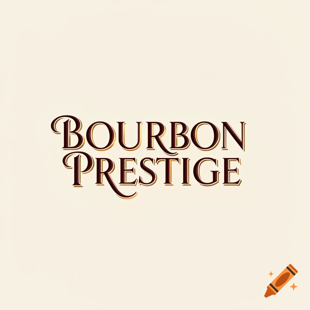 The words BOURBON PRESTIGE in stylized golden and dark red lettering on a cream background.