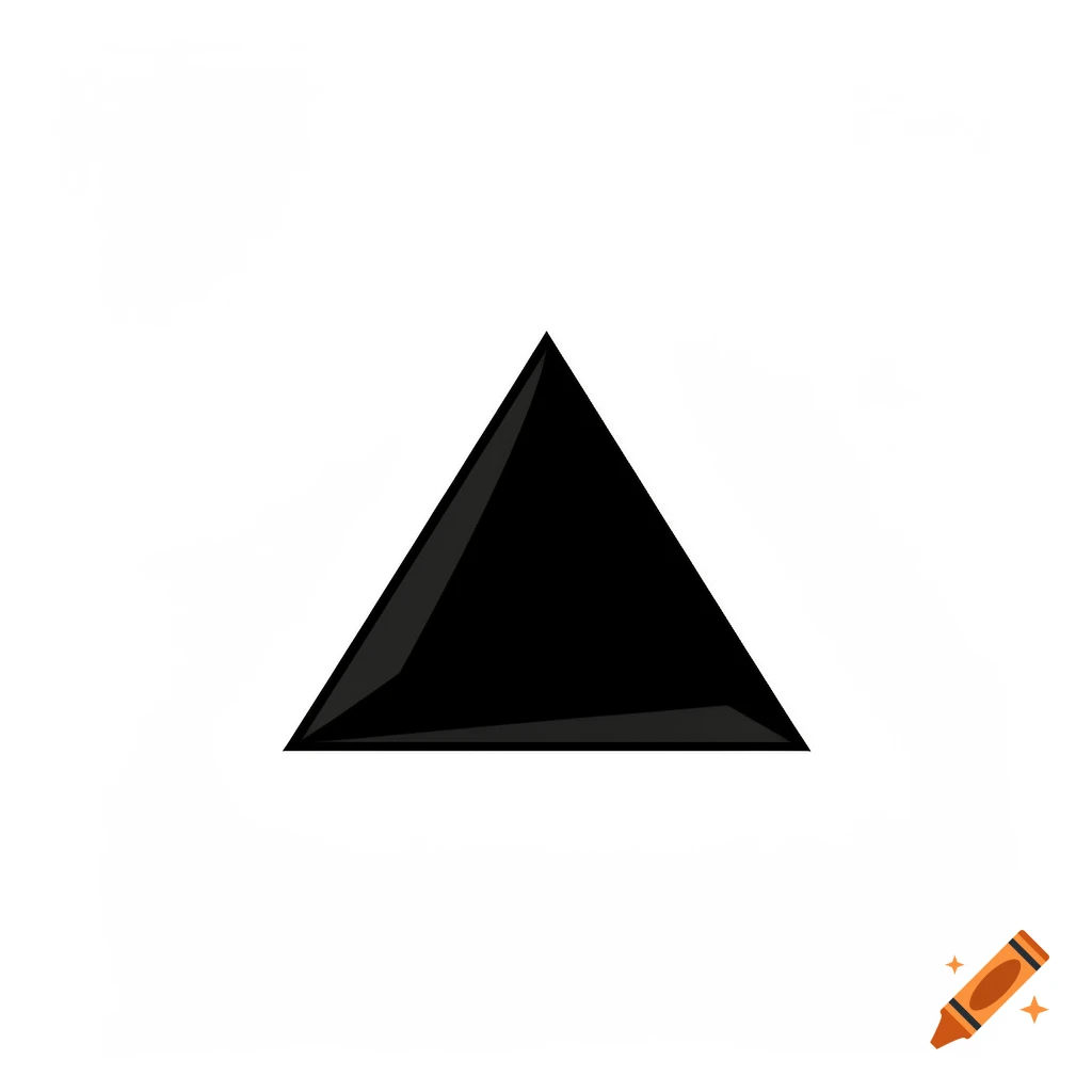 A flat black triangle with subtle shading centered on a white background.