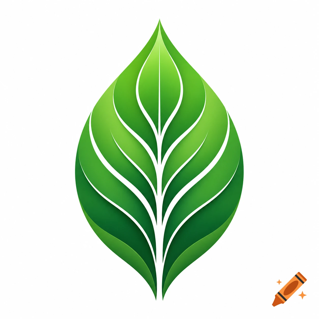 A stylized green leaf logo with a layered paper-cut effect, set against a white background.