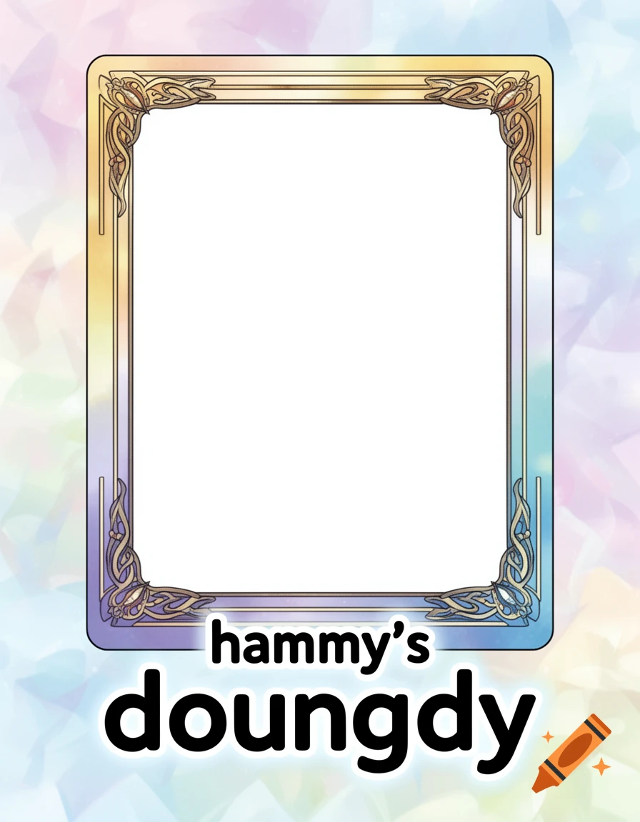 A blank trading card frame with ornate golden and purple borders and the text 'hammy's doungdy' below.