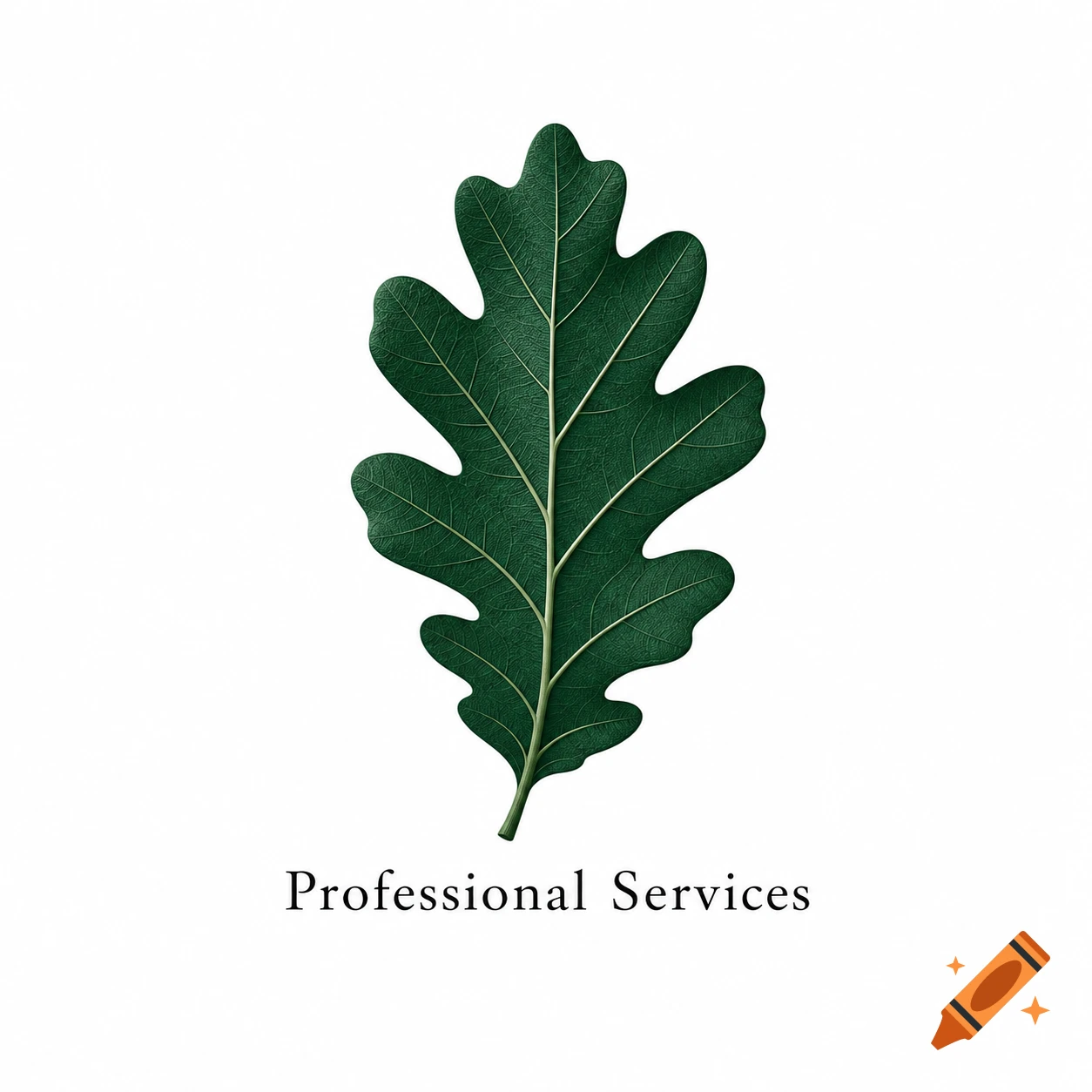 A detailed green oak leaf above the text 'Professional Services' on a white background.