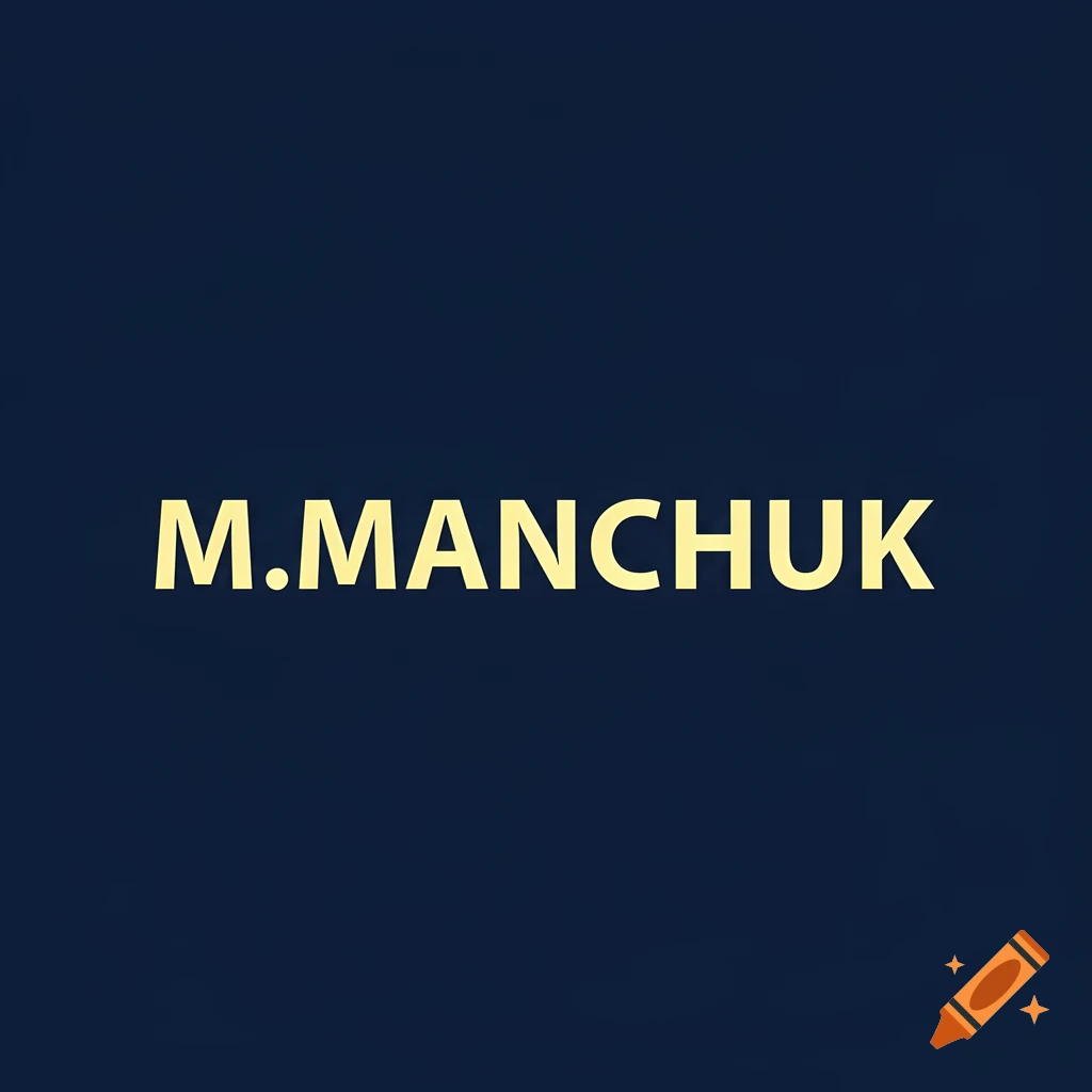 The text 'M.MANCHUK' in light yellow on a dark blue background.