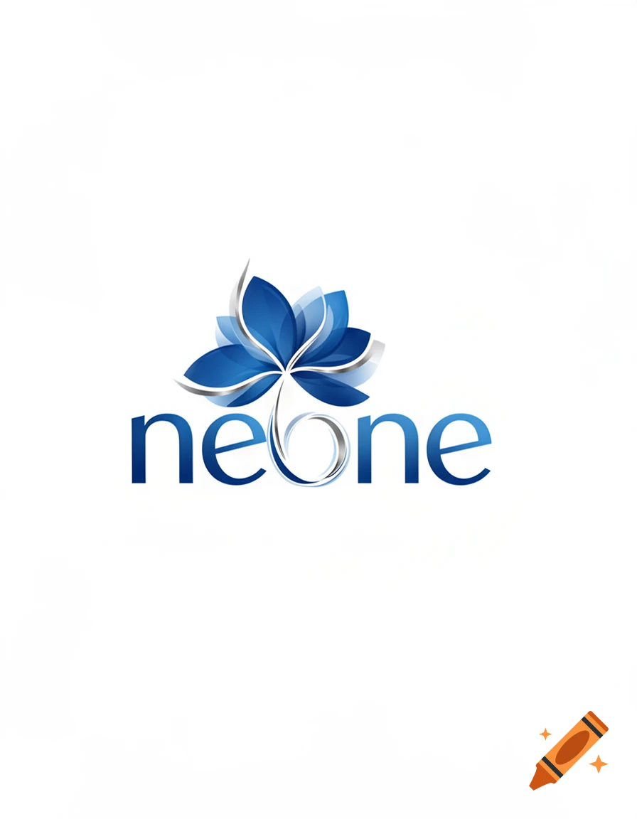 A blue flower logo with metallic accents above the word 'neone' in blue on a white background.