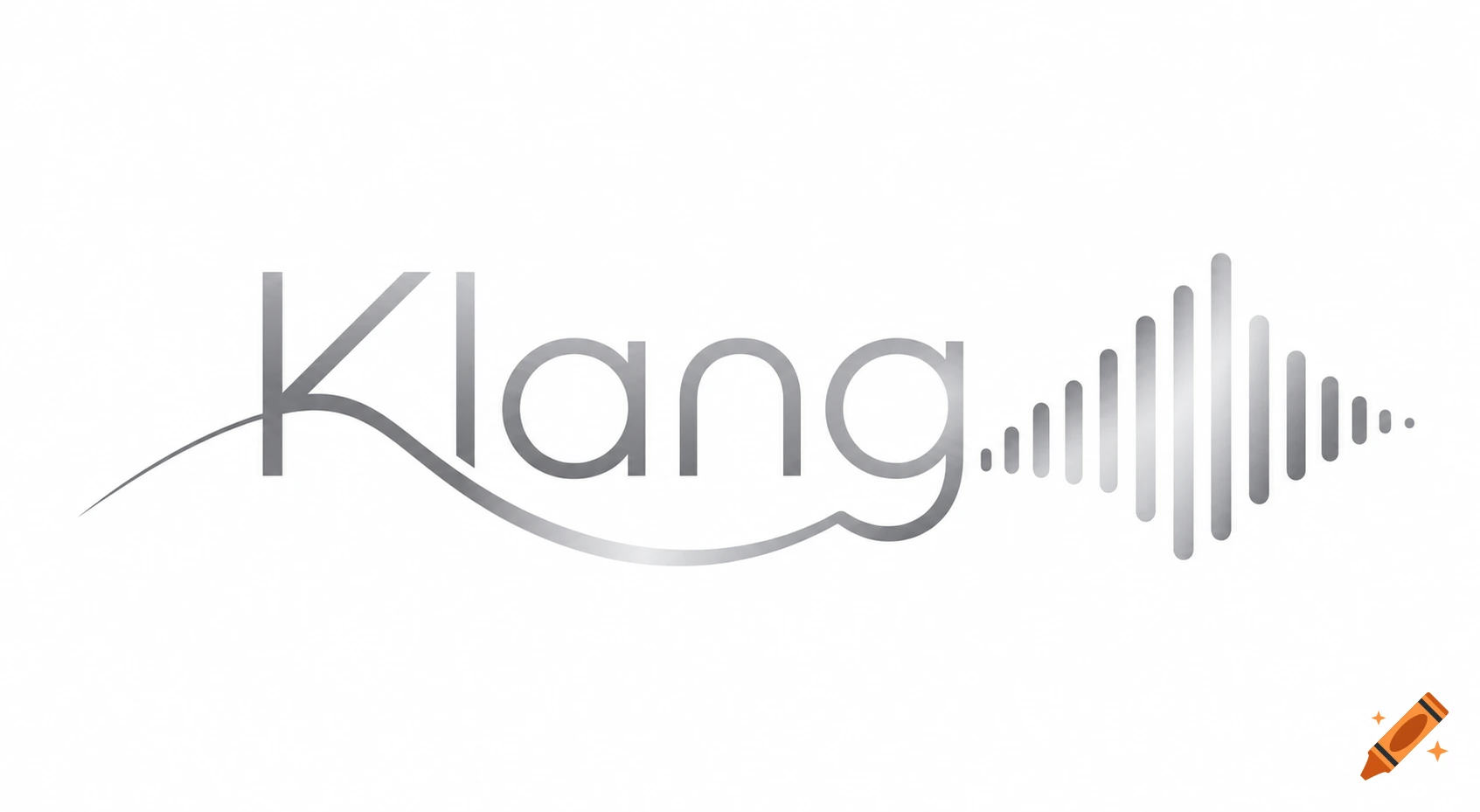 Minimalist silver 'Klang' logo with a stylized sound wave graphic on a white background.
