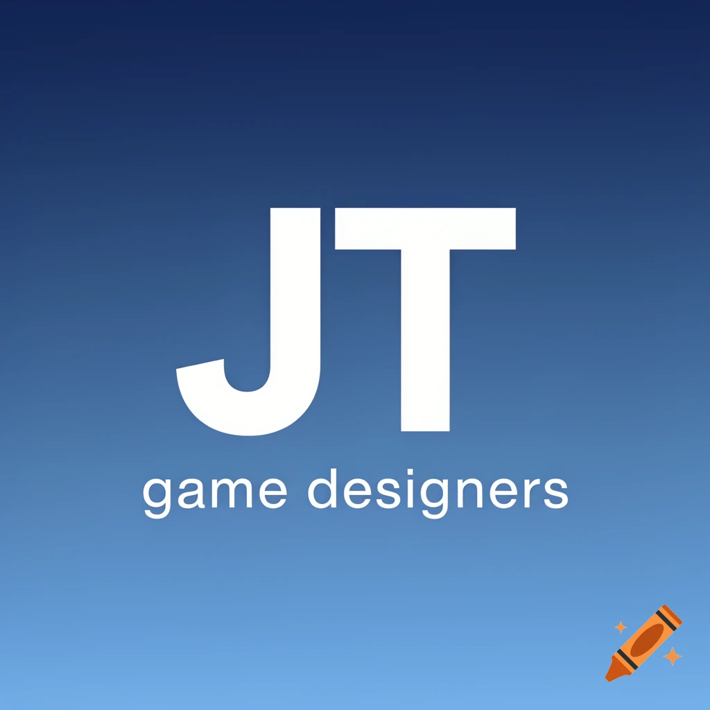 White text 'JT game designers' on a blue gradient background.