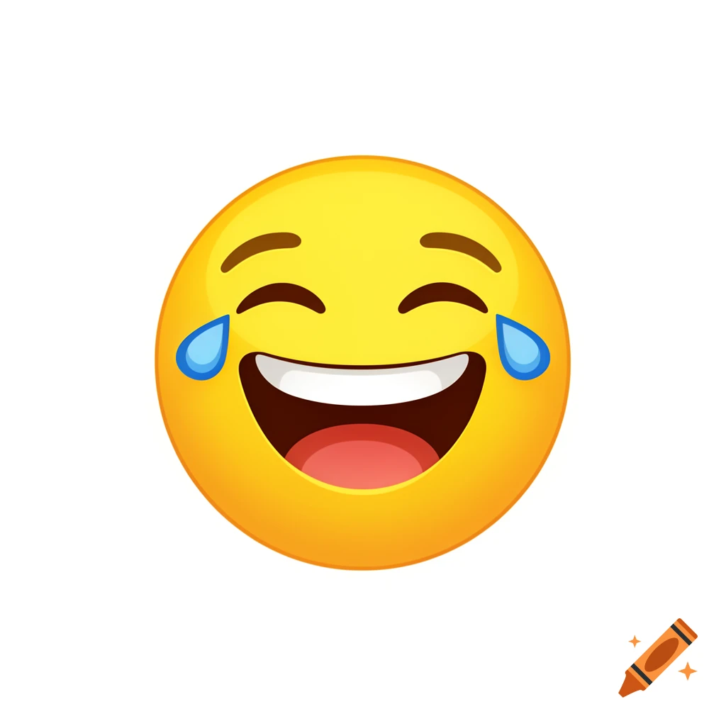 A yellow laughing emoji with tears of joy, wide open mouth, and closed eyes.