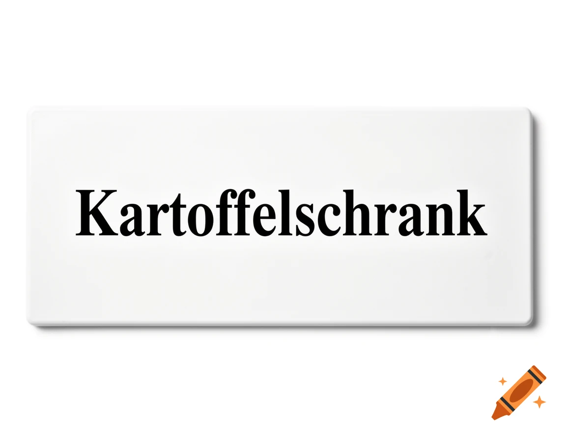 A white rectangular sign with the black German word 'Kartoffelschrank' (potato cabinet) written in a serif font.