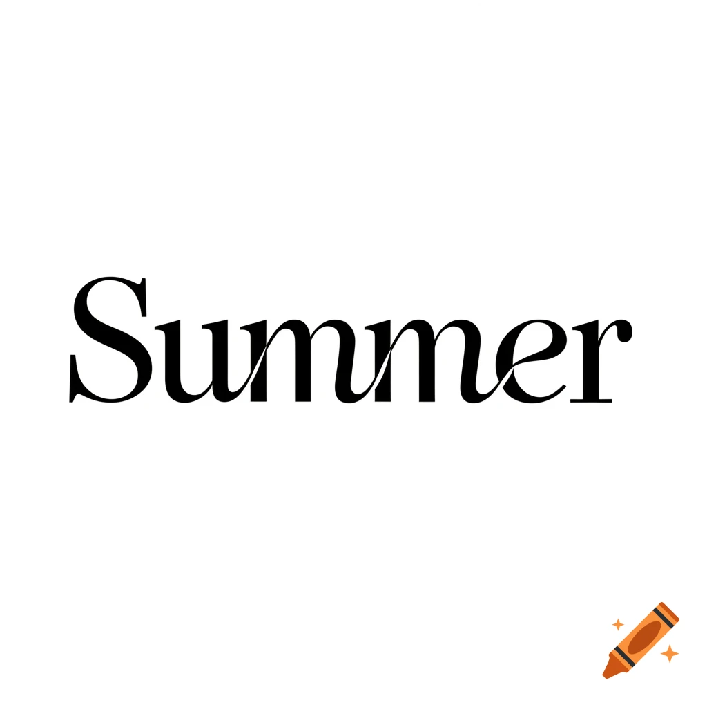 The word "Summer" in a black, elegant, intertwined serif font on a white background.