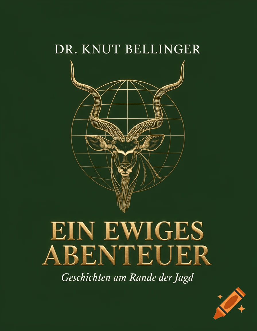 Book cover with a golden Kudu antelope head and globe on a dark green background, with titles in gold and white.