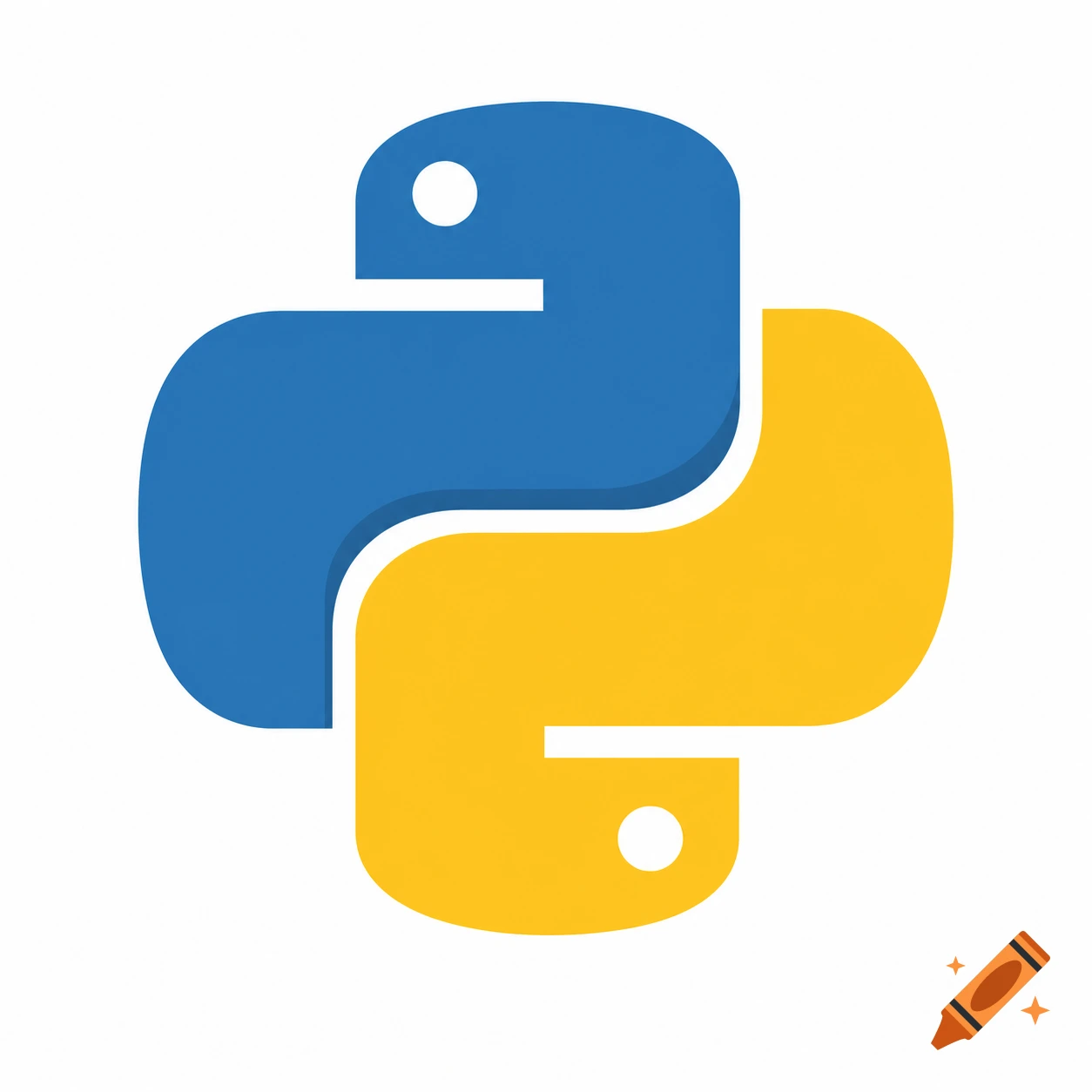 Python programming language logo featuring two intertwined snakes, one blue and one yellow, on a white background.